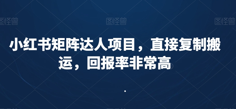 小红书矩阵达人项目,直接复制搬运,回报率非常高插图 小红书矩阵达人项目,直接复制搬运,回报率非常高
