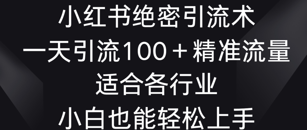 小红书绝密引流术,一天引流100+精准流量,适合各个行业,小白也能轻松上手【揭秘】插图 小红书绝密引流术,一天引流100+精准流量,适合各个行业,小白也能轻松上手【揭秘】