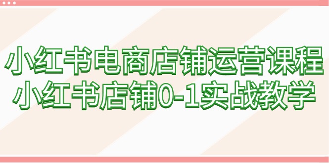 小红书电商店铺运营课程,小红书店铺0-1实战教学(60节课)插图 小红书电商店铺运营课程,小红书店铺0-1实战教学(60节课)插图