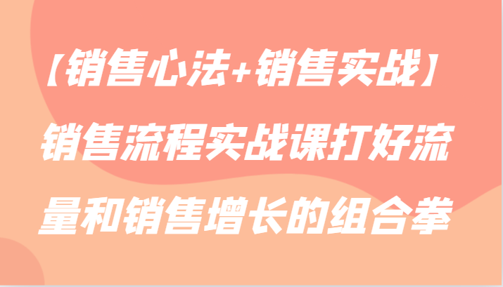 【销售心法+销售实战】销售流程实战课打好流量和销售增长的组合拳插图 【销售心法+销售实战】销售流程实战课打好流量和销售增长的组合拳插图