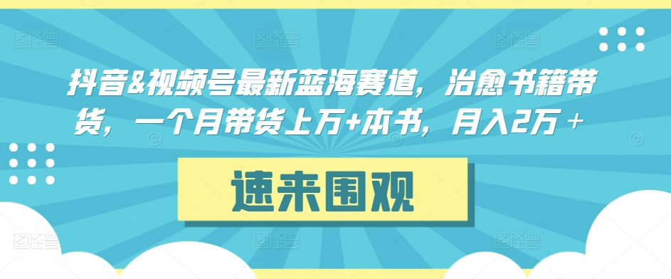 抖音&视频号最新蓝海赛道,治愈书籍带货,一个月带货上万+本书,月入2万+【揭秘】插图 抖音&视频号最新蓝海赛道,治愈书籍带货,一个月带货上万+本书,月入2万+【揭秘】
