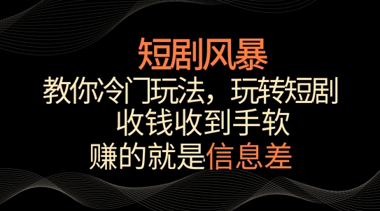 短剧风暴,教你冷门玩法,玩转短剧,收钱收到手软【揭秘】插图 短剧风暴,教你冷门玩法,玩转短剧,收钱收到手软【揭秘】