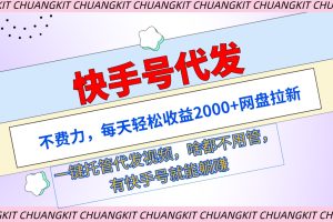 快手号代发：不费力，每天轻松收益2000+网盘拉新一键托管代发视频