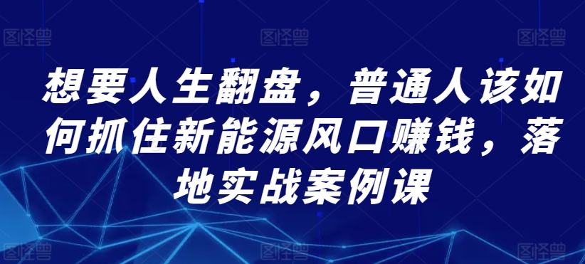 想要人生翻盘,普通人该如何抓住新能源风口赚钱,落地实战案例课插图 想要人生翻盘,普通人该如何抓住新能源风口赚钱,落地实战案例课
