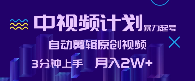 中视频计划暴力起号,自动剪辑原创视频,3分钟上手,月入2W+【揭秘】插图 中视频计划暴力起号,自动剪辑原创视频,3分钟上手,月入2W+【揭秘】