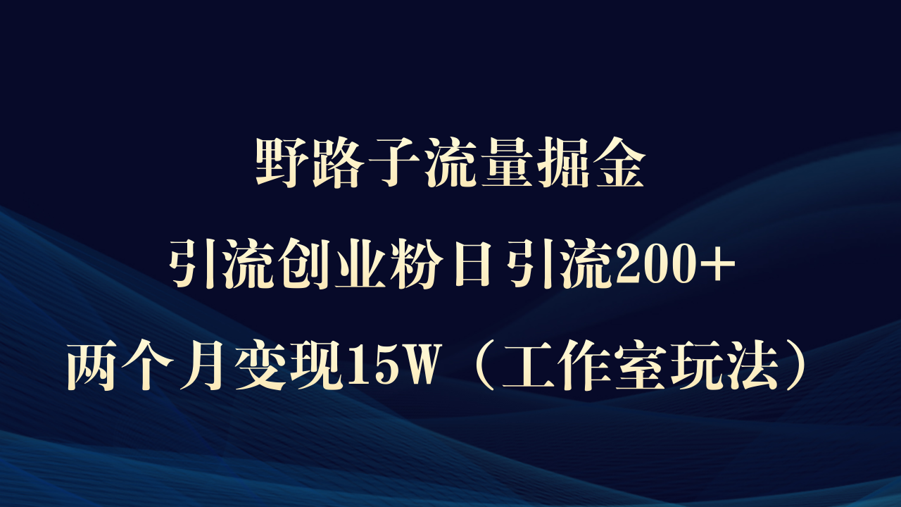 野路子流量掘金,引流创业粉日引流200+,两个月变现15W(工作室玩法))插图 野路子流量掘金,引流创业粉日引流200+,两个月变现15W(工作室玩法))插图