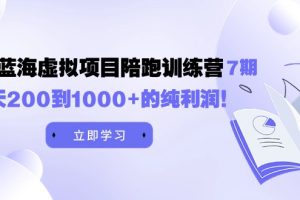 黄岛主《淘宝蓝海虚拟项目陪跑训练营7期》每天200到1000+的纯利润