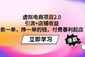 虚拟电商项目2.0：引流+店铺收益 卖一单，挣一单的钱，付费暴利起店