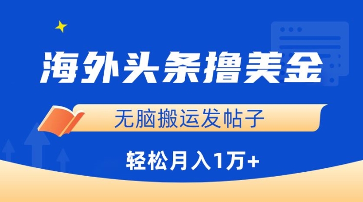 海外头条撸美金,无脑搬运发帖子,月入1万+,小白轻松掌握【揭秘】插图 海外头条撸美金,无脑搬运发帖子,月入1万+,小白轻松掌握【揭秘】
