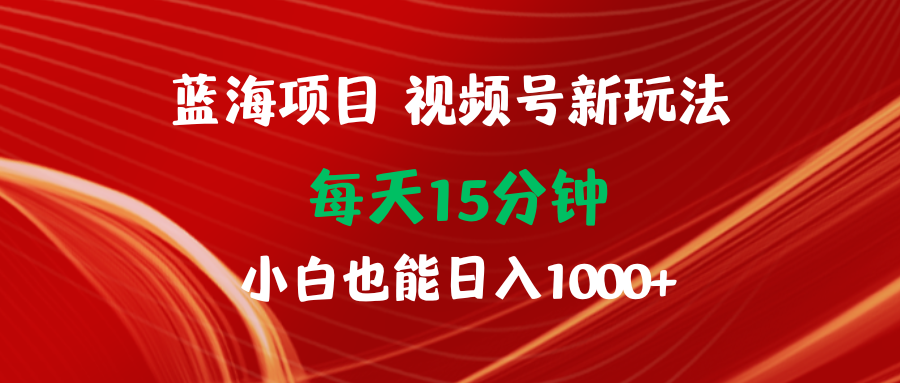 蓝海项目视频号新玩法 每天15分钟 小白也能日入1000+插图 蓝海项目视频号新玩法 每天15分钟 小白也能日入1000+插图