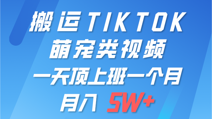 一键搬运TIKTOK萌宠类视频 一部手机即可操作 所有平台均可发布 轻松月入5W+插图 一键搬运TIKTOK萌宠类视频 一部手机即可操作 所有平台均可发布 轻松月入5W+插图