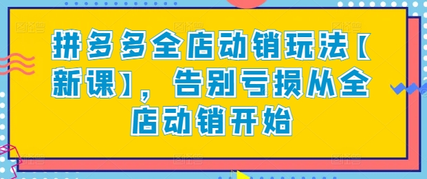 拼多多全店动销玩法【新课】,告别亏损从全店动销开始插图 拼多多全店动销玩法【新课】,告别亏损从全店动销开始