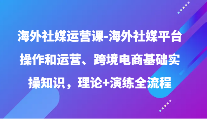 海外社媒运营课-海外社媒平台操作和运营、跨境电商基础实操知识,理论+演练全流程插图 海外社媒运营课-海外社媒平台操作和运营、跨境电商基础实操知识,理论+演练全流程插图