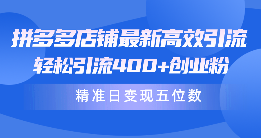 拼多多店铺最新高效引流术,轻松引流400+创业粉,精准日变现五位数!插图 拼多多店铺最新高效引流术,轻松引流400+创业粉,精准日变现五位数!插图