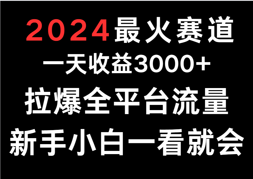 2024最火赛道,一天收一3000+.拉爆全平台流量,新手小白一看就会插图 2024最火赛道,一天收一3000+.拉爆全平台流量,新手小白一看就会插图