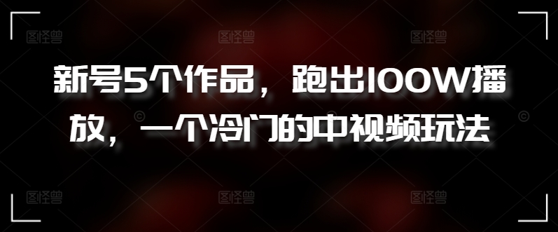 新号5个作品,跑出100W播放,一个冷门的中视频玩法【揭秘】插图 新号5个作品,跑出100W播放,一个冷门的中视频玩法【揭秘】