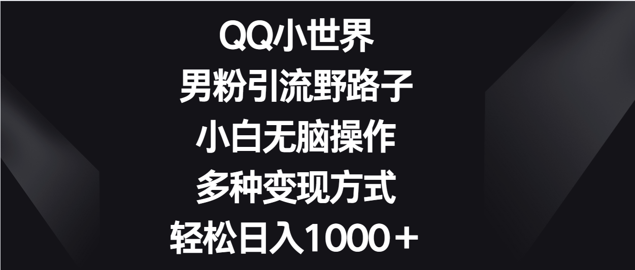 QQ小世界男粉引流野路子,小白无脑操作,多种变现方式轻松日入1000+插图 QQ小世界男粉引流野路子,小白无脑操作,多种变现方式轻松日入1000+插图