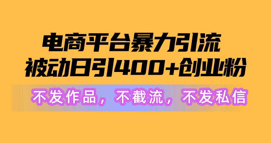 电商平台暴力引流,被动日引400+创业粉不发作品,不截流,不发私信插图1 电商平台暴力引流,被动日引400+创业粉不发作品,不截流,不发私信插图1