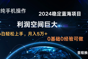 2024新蓝海项目 暴力冷门长期稳定 纯手机操作 单日收益3000+ 小白当天上手