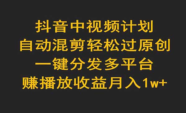抖音中视频计划,自动混剪轻松过原创,一键分发多平台插图 中视频自动混剪技术_wwz
