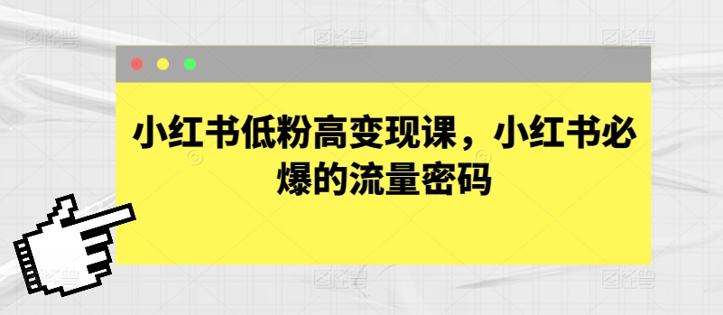 小红书低粉高变现课,小红书必爆的流量密码插图 小红书低粉高变现课,小红书必爆的流量密码插图