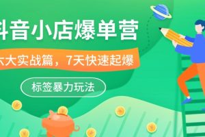 抖音小店-爆单营，6大 实战篇，7天 快速起爆，标签暴力玩法