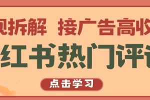 小红书热门评论，变现拆解，接广告高收入