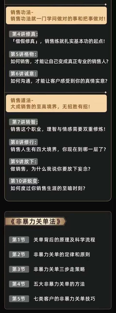 从小新手到销冠 三合一速成:销售3法+非暴力关单法+销售系统挖需课插图3 从小新手到销冠 三合一速成:销售3法+非暴力关单法+销售系统挖需课插图3
