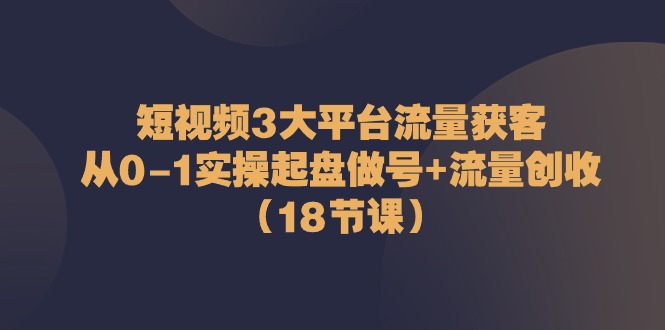短视频3大平台·流量 获客:从0-1实操起盘做号+流量 创收插图 短视频3大平台·流量 获客:从0-1实操起盘做号+流量 创收插图