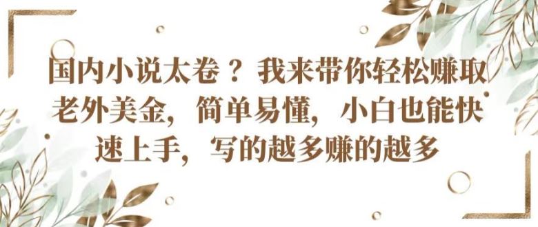 国内小说太卷 ?带你轻松赚取老外美金,简单易懂,小白也能快速上手,写的越多赚的越多【揭秘】插图 国内小说太卷 ?带你轻松赚取老外美金,简单易懂,小白也能快速上手,写的越多赚的越多【揭秘】