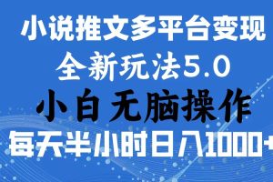 2024年6月份一件分发加持小说推文暴力玩法 新手小白无脑操作日入1000+