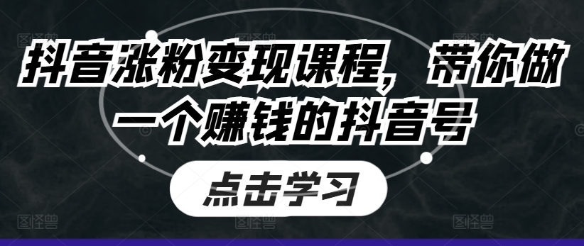 抖音涨粉变现课程,带你做一个赚钱的抖音号插图 抖音涨粉变现课程,带你做一个赚钱的抖音号