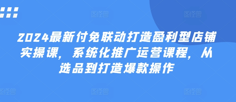 2024最新付免联动打造盈利型店铺实操课,系统化推广运营课程,从选品到打造爆款操作插图 2024最新付免联动打造盈利型店铺实操课,系统化推广运营课程,从选品到打造爆款操作
