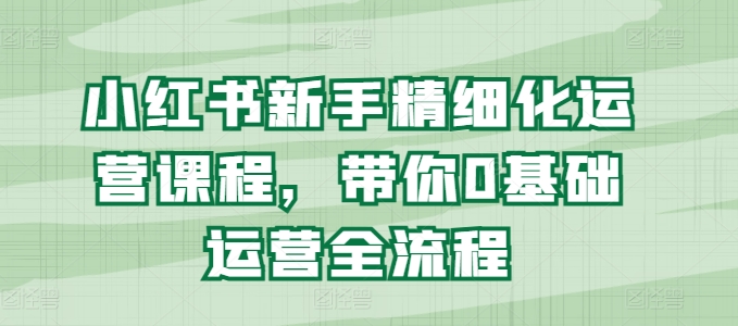 小红书新手精细化运营课程,带你0基础运营全流程插图 小红书新手精细化运营课程,带你0基础运营全流程