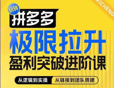 拼多多极限拉升盈利突破进阶课,从算法到玩法,从玩法到团队搭建,体系化系统性帮助商家实现利润提升插图 拼多多极限拉升盈利突破进阶课,从算法到玩法,从玩法到团队搭建,体系化系统性帮助商家实现利润提升