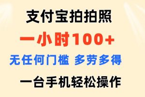 支付宝拍拍照 一小时100+ 无任何门槛 多劳多得 一台手机轻松操作