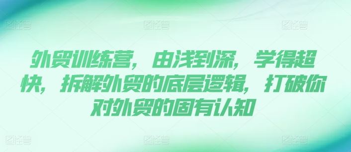 外贸训练营,由浅到深,学得超快,拆解外贸的底层逻辑,打破你对外贸的固有认知插图 外贸训练营,由浅到深,学得超快,拆解外贸的底层逻辑,打破你对外贸的固有认知