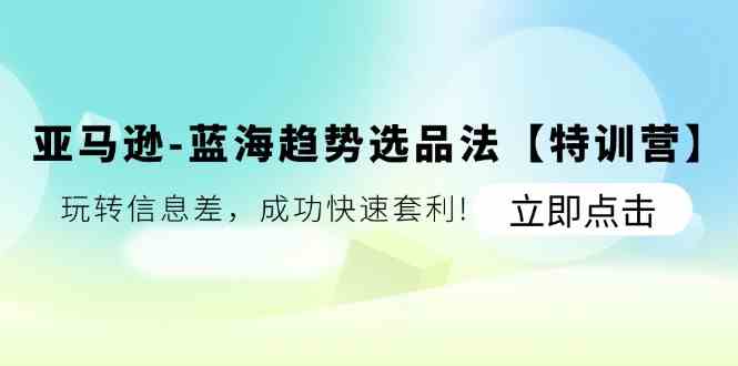 亚马逊蓝海趋势选品法【特训营】:玩转信息差,成功快速套利插图 亚马逊蓝海趋势选品法【特训营】:玩转信息差,成功快速套利插图