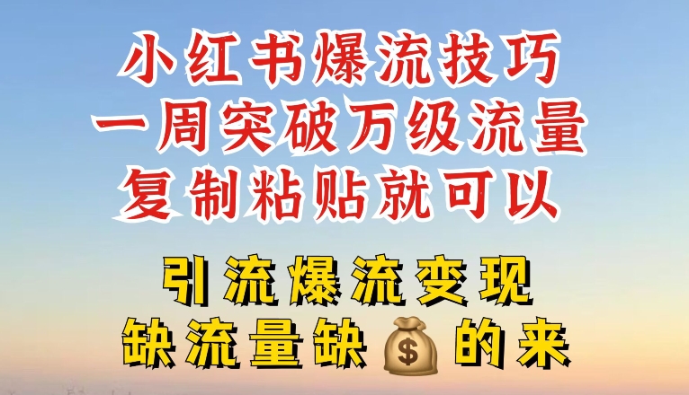 小红书爆流技巧,一周突破万级流量,复制粘贴就可以,引流爆流变现【揭秘】插图 小红书爆流技巧,一周突破万级流量,复制粘贴就可以,引流爆流变现【揭秘】