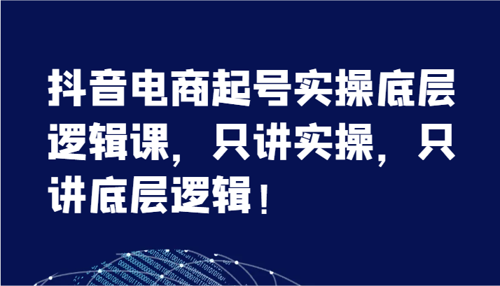 抖音电商起号实操底层逻辑课,只讲实操,只讲底层逻辑!插图 抖音电商起号实操底层逻辑课,只讲实操,只讲底层逻辑!插图