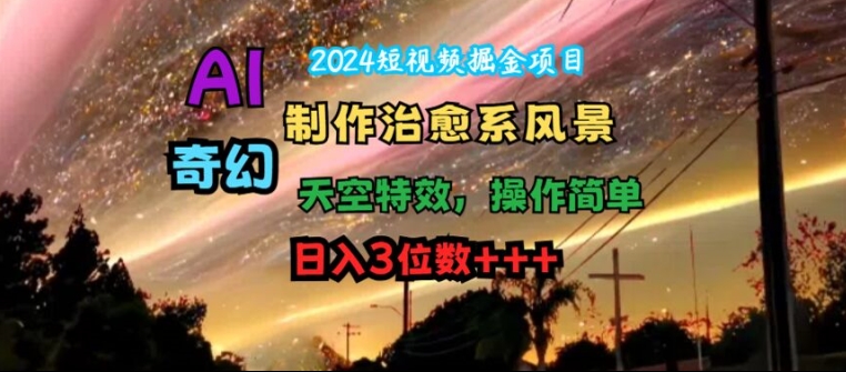 2024短视频掘金项目,AI制作治愈系风景,奇幻天空特效,操作简单,日入3位数【揭秘】插图 2024短视频掘金项目,AI制作治愈系风景,奇幻天空特效,操作简单,日入3位数【揭秘】