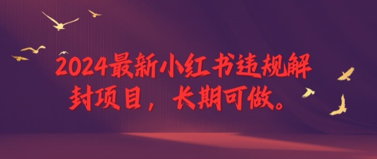 2024最新小红书违规解封项目,长期可做,一个可以做到退休的项目【揭秘】插图 2024最新小红书违规解封项目,长期可做,一个可以做到退休的项目【揭秘】