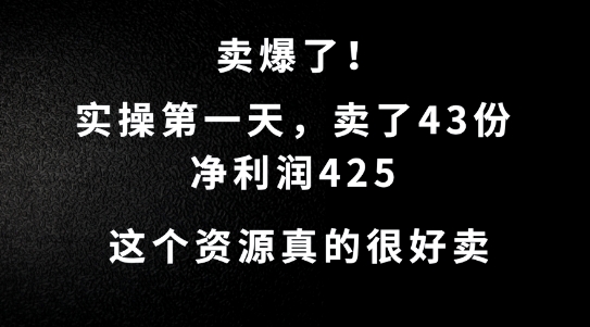 这个资源,需求很大,实操第一天卖了43份,净利润425【揭秘】插图 这个资源,需求很大,实操第一天卖了43份,净利润425【揭秘】