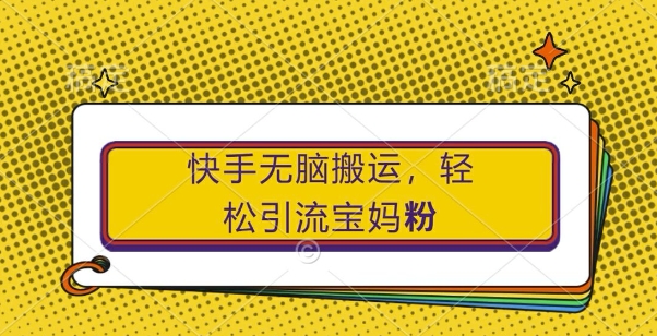 快手无脑搬运,轻松引流宝妈粉,纯小白轻松上手【揭秘】插图 快手无脑搬运,轻松引流宝妈粉,纯小白轻松上手【揭秘】