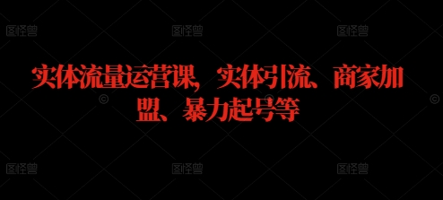 实体流量运营课,实体引流、商家加盟、暴力起号等插图 实体流量运营课,实体引流、商家加盟、暴力起号等