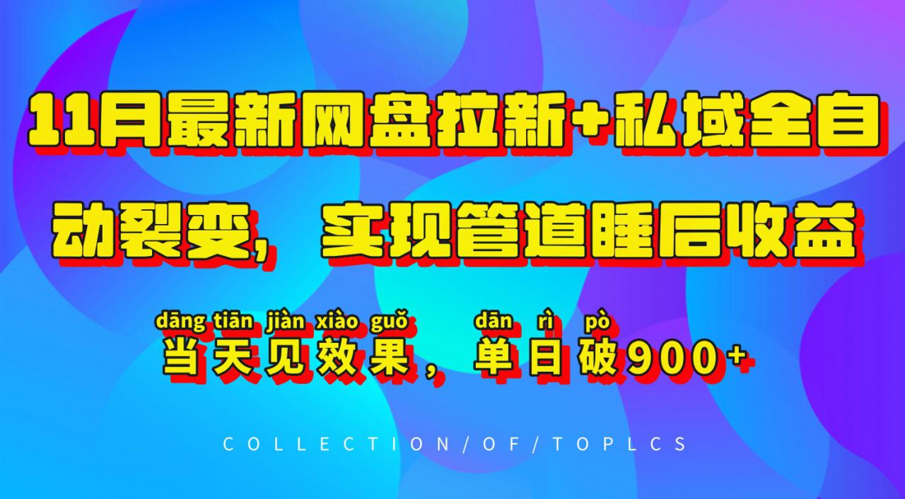 11月最新网盘拉新+私域全自动裂变,实现管道睡后收益,当天见效果,单日破900+插图 11月最新网盘拉新+私域全自动裂变,实现管道睡后收益,当天见效果,单日破900+