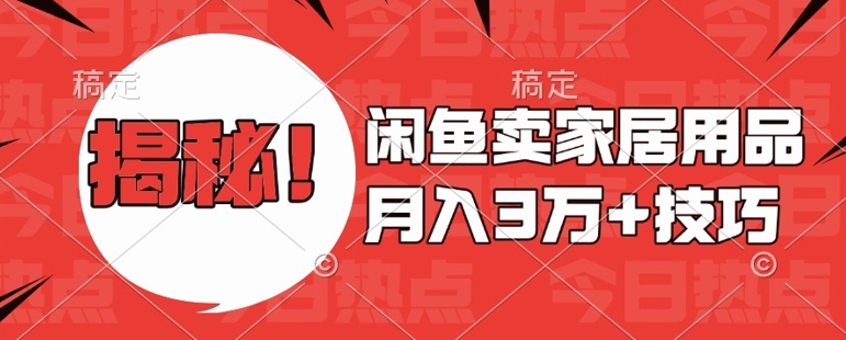 闲鱼卖家居用品月入过W+最新技巧闲鱼最新零基础教学,新手当天上手【揭秘】插图 闲鱼卖家居用品月入过W+最新技巧闲鱼最新零基础教学,新手当天上手【揭秘】