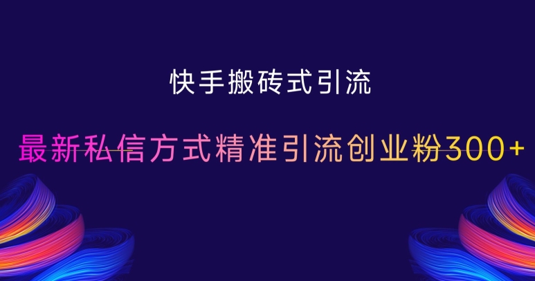快手搬砖式引流,最新私信方式精准引流创业粉300+插图 快手搬砖式引流,最新私信方式精准引流创业粉300+