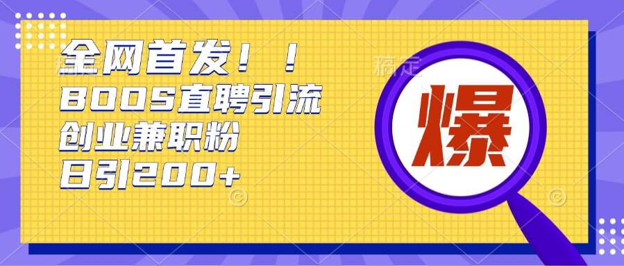 通过Boss直聘,每天轻松钓到200+多条创业大鱼的秘籍【揭秘】插图 通过Boss直聘,每天轻松钓到200+多条创业大鱼的秘籍【揭秘】