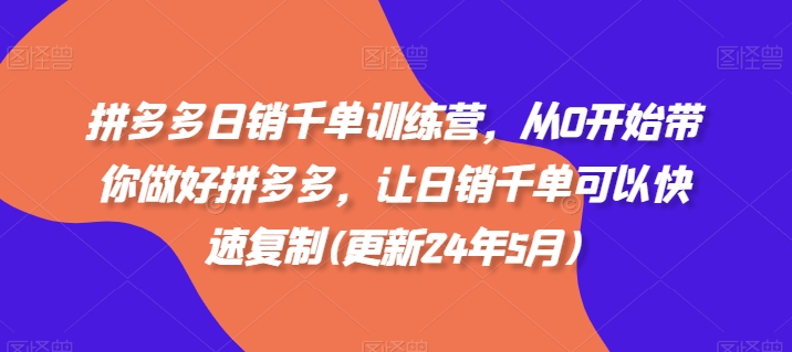 拼多多日销千单训练营,从0开始带你做好拼多多,让日销千单可以快速复制(更新24年11月)插图 拼多多日销千单训练营,从0开始带你做好拼多多,让日销千单可以快速复制(更新24年11月)